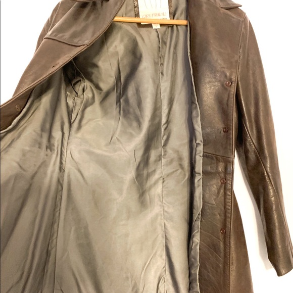 Girlfrienz Luis Alvear Brown Leather Button Jacket-Small - Picture 9 of 10
